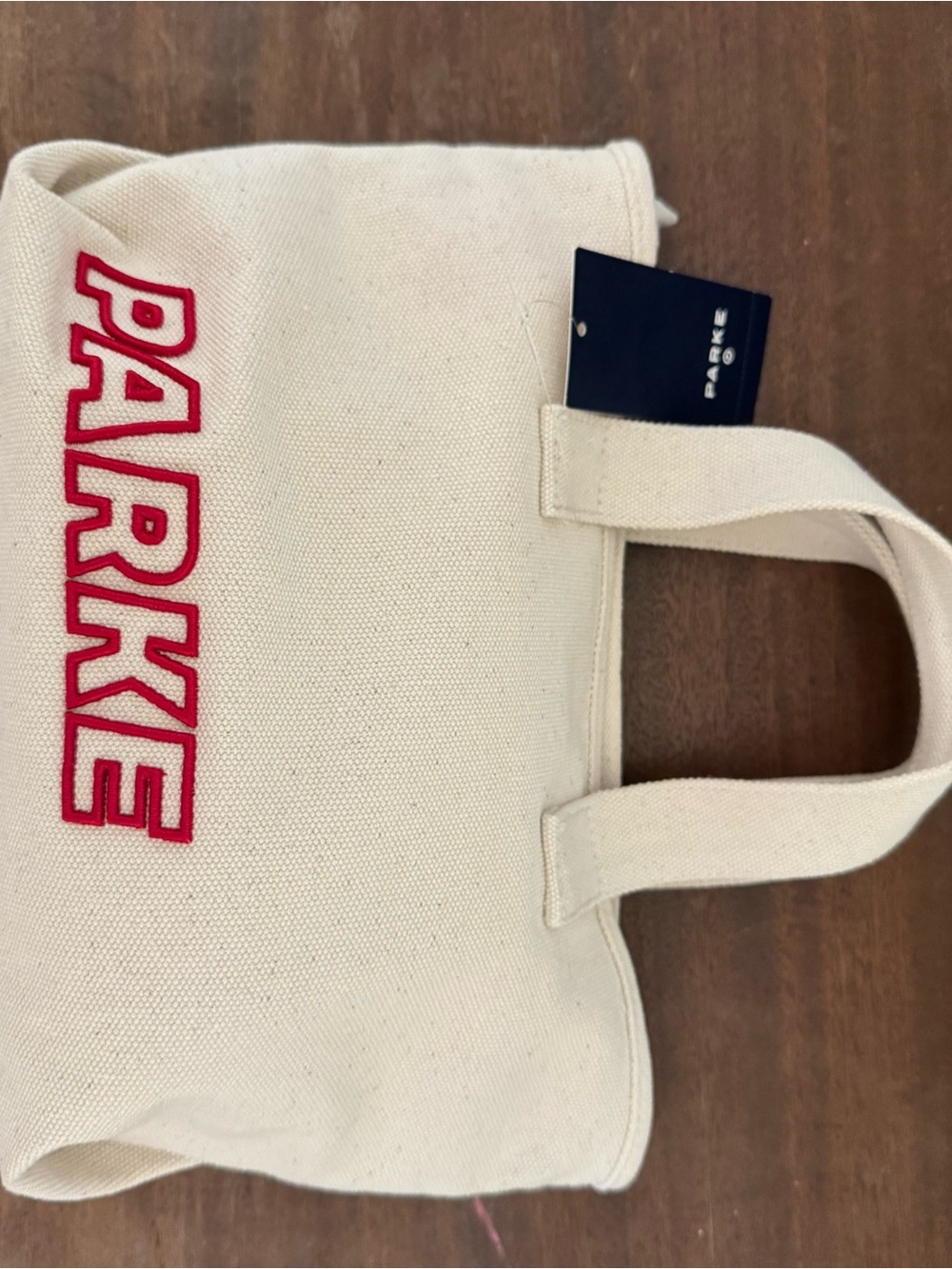 Parke x Target Canvas Tote Bag in Cream with Red Logo - Picture 2 of 5